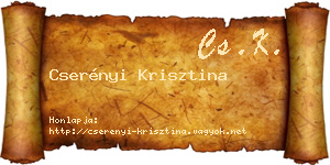 Cserényi Krisztina névjegykártya